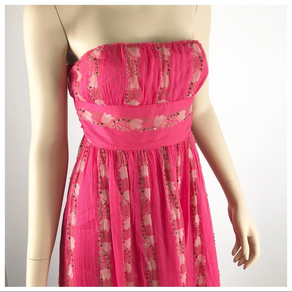 J. Crew Floral Beaded Strapless Banded Waist Dress - Picture 3 of 6